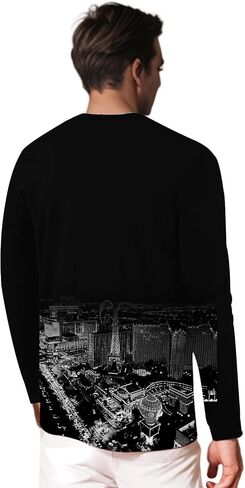 Podseacost Football Long Sleeves T-Shirts for Men City Night Skyline Silhouette Shirt Clothing Football Fans in Saudi Arabia