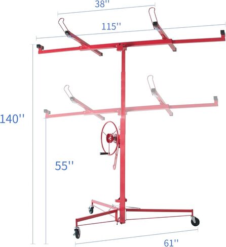 Elevon QD-ELGG-DL-RD 11FT Panel Hoist Jack Lifter, 150LBS Heavy Duty Sheetrock, Rolling Caster Wheels, Lockable Construction Tools, Adjustable Telescopic Arm, Red Drywall Lift in Saudi Arabia