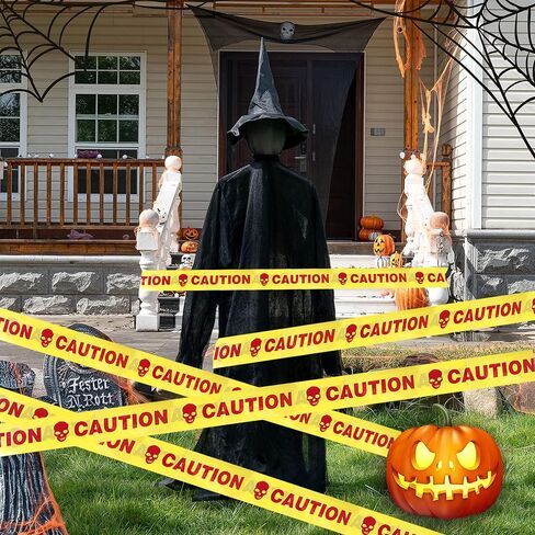 SKRYUIE Halloween Haunted House Decoration Warning Caution Tape Keep Out Fright Barrier Tapes Zombie Supplies Horror Party Outdoor Crossing Crime Scene Decorate Day of The Dead Supplies Indoor Decor 1 in Saudi Arabia