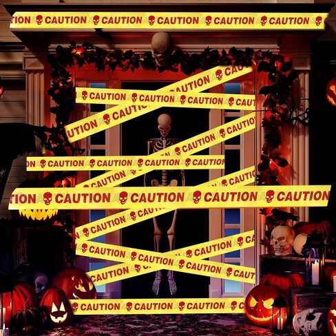 SKRYUIE Halloween Haunted House Decoration Warning Caution Tape Keep Out Fright Barrier Tapes Zombie Supplies Horror Party Outdoor Crossing Crime Scene Decorate Day of The Dead Supplies Indoor Decor 1 in Saudi Arabia