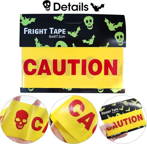 SKRYUIE Halloween Haunted House Decoration Warning Caution Tape Keep Out Fright Barrier Tapes Zombie Supplies Horror Party Outdoor Crossing Crime Scene Decorate Day of The Dead Supplies Indoor Decor 1 in Saudi Arabia