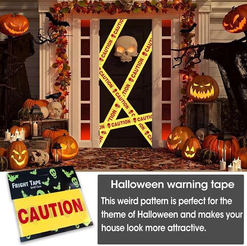 SKRYUIE Halloween Haunted House Decoration Warning Caution Tape Keep Out Fright Barrier Tapes Zombie Supplies Horror Party Outdoor Crossing Crime Scene Decorate Day of The Dead Supplies Indoor Decor 1 in Saudi Arabia