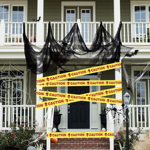 SKRYUIE Halloween Haunted House Decoration Warning Caution Tape Keep Out Fright Barrier Tapes Zombie Supplies Horror Party Outdoor Crossing Crime Scene Decorate Day of The Dead Supplies Indoor Decor 1 in Saudi Arabia
