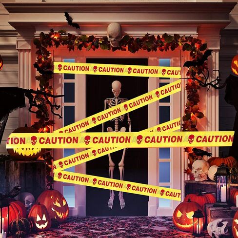 SKRYUIE Halloween Haunted House Decoration Warning Caution Tape Keep Out Fright Barrier Tapes Zombie Supplies Horror Party Outdoor Crossing Crime Scene Decorate Day of The Dead Supplies Indoor Decor 1 in Saudi Arabia