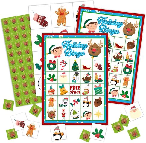 Christmas Bingo Party Games - Christmas Party Games for Women - 24 Players - Christmas Party Supplies Christmas Activities - Party Favor Gifts for Women Family Activities - L535 in Saudi Arabia