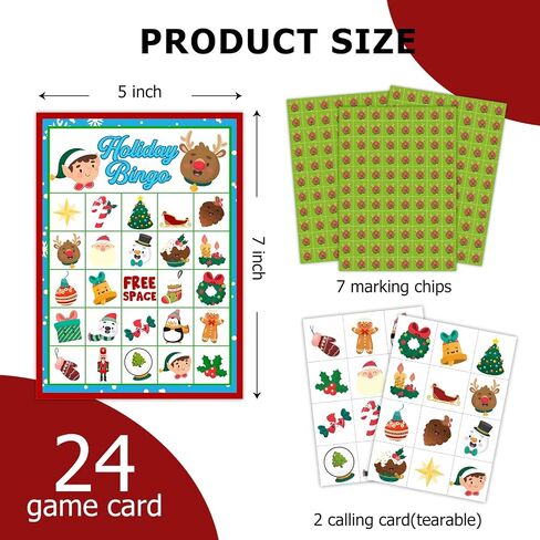 Christmas Bingo Party Games - Christmas Party Games for Women - 24 Players - Christmas Party Supplies Christmas Activities - Party Favor Gifts for Women Family Activities - L535 in Saudi Arabia