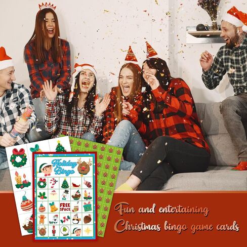 Christmas Bingo Party Games - Christmas Party Games for Women - 24 Players - Christmas Party Supplies Christmas Activities - Party Favor Gifts for Women Family Activities - L535 in Saudi Arabia