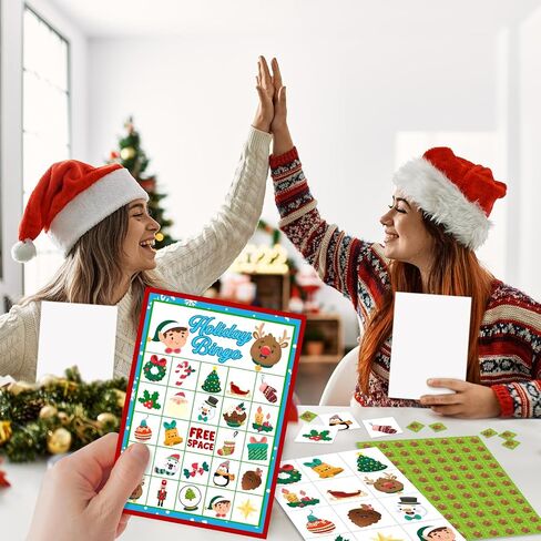 Christmas Bingo Party Games - Christmas Party Games for Women - 24 Players - Christmas Party Supplies Christmas Activities - Party Favor Gifts for Women Family Activities - L535 in Saudi Arabia