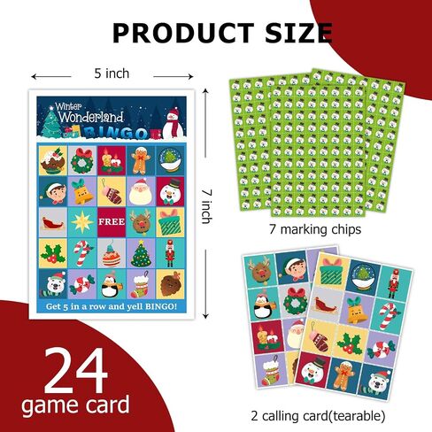 Christmas Bingo Party Games - Christmas Party Games for Women - 24 Players - Christmas Party Supplies Christmas Activities - Party Favor Gifts for Women Family Activities - L535 in Saudi Arabia