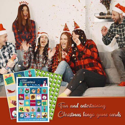 Christmas Bingo Party Games - Christmas Party Games for Women - 24 Players - Christmas Party Supplies Christmas Activities - Party Favor Gifts for Women Family Activities - L535 in Saudi Arabia
