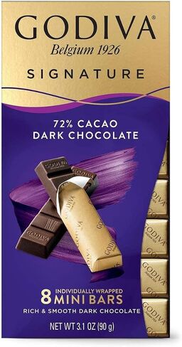 Godiva Chocolatier Chocolate Signature Mini Bars,72% Cacao Dark, 3.1 Ounce (Pack of 12) in Saudi Arabia