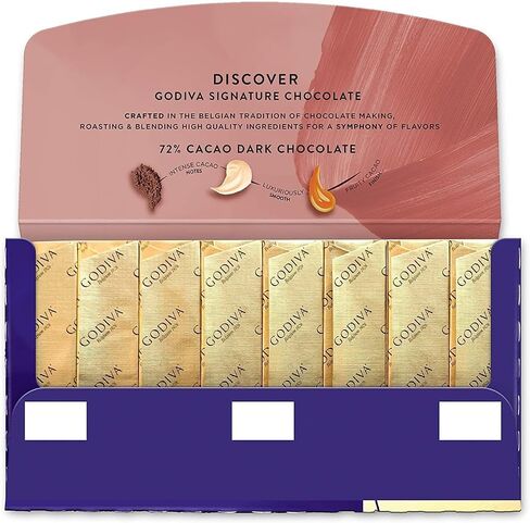 Godiva Chocolatier Chocolate Signature Mini Bars,72% Cacao Dark, 3.1 Ounce (Pack of 12) in Saudi Arabia
