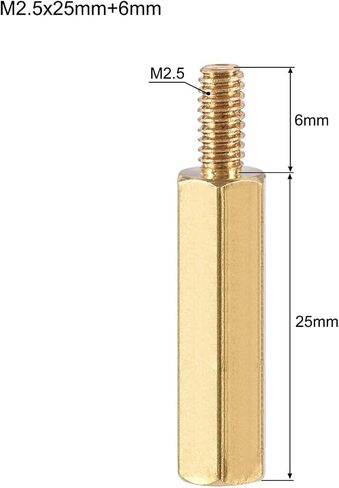 مسامير فاصل خيط ذكر إلى أنثى نحاسية سداسية المواجهة M2.5 × 30 مم + 6 مم عمود PCB للطائرة بدون طيار كوادكوبتر والكمبيوتر ولوحة الدوائر، حزمة من 25 in Saudi Arabia