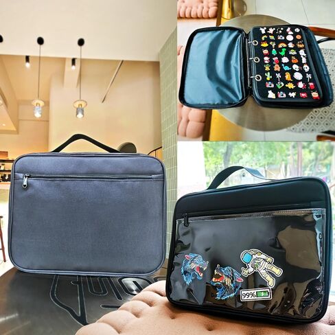 Mi Ya Mi Lai 6Blue binder+5Black Space Page,Large Transparenter Pin Books For Collectors, Enamel Pin Display Pages Pin Carrying Case, Travel Pins Display Bag(6Blue binder+5Black Spaces,Bag Only) in Kuwait