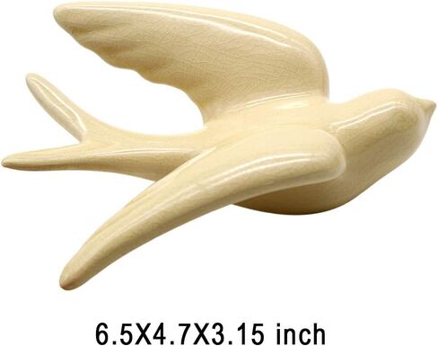 Dorlotou السيراميك شنقا يبتلع العصفور الطيور ديكور الحائط الديكور 3D النمط الأوروبي الرجعية حجم واحد متعدد الألوان لغرفة الطعام المعيشة (مجموعة) in Kuwait