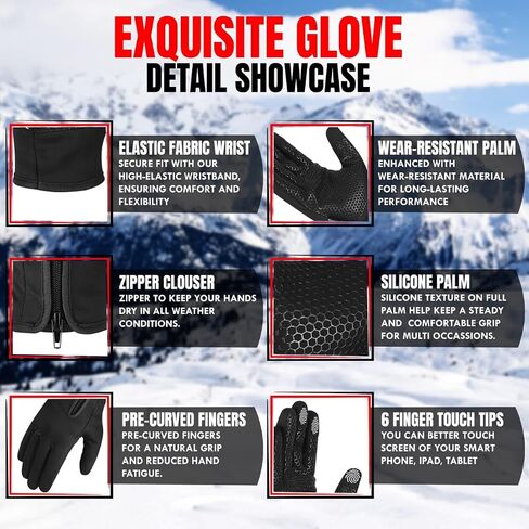 Winter Gloves for Men Women,Windproof Touchscreen Anti-Slip Cold Weather Warm Gloves for Cycling,Driving,Running in Saudi Arabia