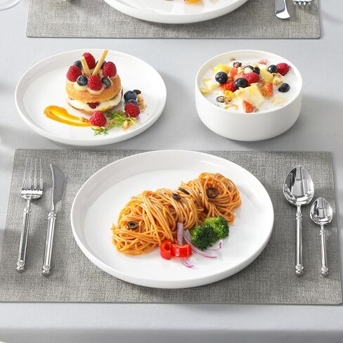 MALACASA Plates and Bowls Sets, 12 Pieces Porcelain Dinnerware Sets Dishware Sets Chip Resistant Ceramic Dish Set Dining Dinner Ware Service for 4, White, Series LUNA in Saudi Arabia