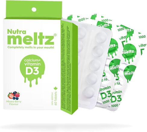 Calcium + Vitamin D3 | Supports Bone & Teeth Health | 60 Melting Tablets - 1 Pack | Mixed Berry Flavor in Saudi Arabia