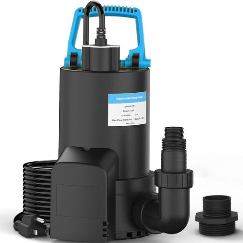 1 HP Submersible Water Pump, 3450 GPH Sump Pump with 10FT Cord, 120V Thermoplastic Electric Water Pump High Flow Water Removal for Swimming Pool Draining, Flooded House, Basement, Hot Tubs in Saudi Arabia