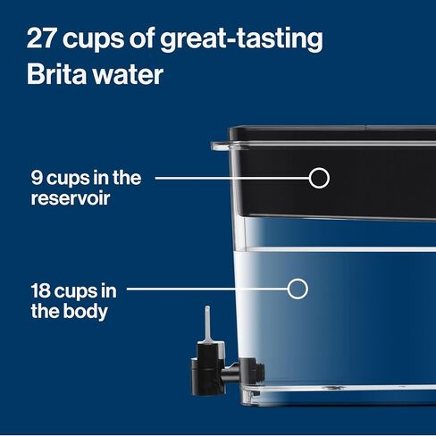 موزع مياه كبير UltraMax من Brita مزود بفلتر Elite، خالٍ من مادة BPA، يقلل 99% من الرصاص، ويدوم ستة أشهر أو 120 جالونًا، يتضمن فلترًا واحدًا، وإكسسوارات المطبخ، كبير - 27 كوبًا in Kuwait