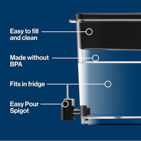 موزع مياه كبير UltraMax من Brita مزود بفلتر Elite، خالٍ من مادة BPA، يقلل 99% من الرصاص، ويدوم ستة أشهر أو 120 جالونًا، يتضمن فلترًا واحدًا، وإكسسوارات المطبخ، كبير - 27 كوبًا in Kuwait