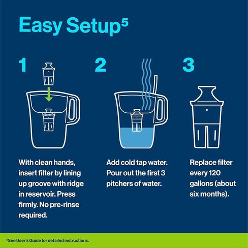 موزع مياه كبير UltraMax من Brita مزود بفلتر Elite، خالٍ من مادة BPA، يقلل 99% من الرصاص، ويدوم ستة أشهر أو 120 جالونًا، يتضمن فلترًا واحدًا، وإكسسوارات المطبخ، كبير - 27 كوبًا in Kuwait