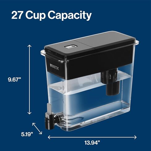موزع مياه كبير UltraMax من Brita مزود بفلتر Elite، خالٍ من مادة BPA، يقلل 99% من الرصاص، ويدوم ستة أشهر أو 120 جالونًا، يتضمن فلترًا واحدًا، وإكسسوارات المطبخ، كبير - 27 كوبًا in Kuwait