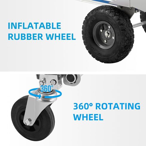 Convertible Hand Truck Dolly Platform Cart, Heavy Duty Industrial Collapsible Cart, Aluminum Dolly Cart with 2 Rubber Wheels & 2 Rotate Wheels for Luggage Moving Warehouse Supermarket in Saudi Arabia