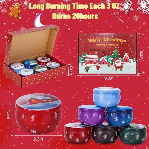 12PCS Christmas Scented Candles Gift for Women- Aromatherapy Candle for Home Scented-3.4oz Soy Wax Birthday Gifts Christmas Presents for Mother Friend Wife Sister Xmas, Christmas Decorations in Saudi Arabia