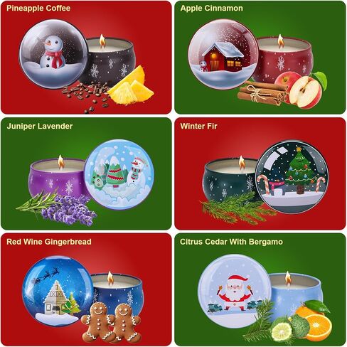 12PCS Christmas Scented Candles Gift for Women- Aromatherapy Candle for Home Scented-3.4oz Soy Wax Birthday Gifts Christmas Presents for Mother Friend Wife Sister Xmas, Christmas Decorations in Saudi Arabia