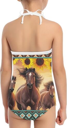 Cute Backless One Piece Swimsuits for Girls Adjustable Halter Strap Bathing Suit Beach Swimwear for Girls in Saudi Arabia