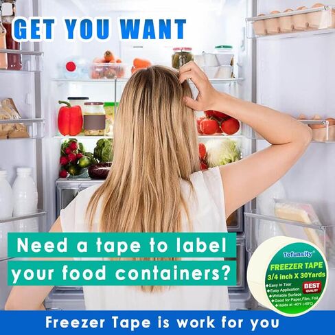 Freezer Tape Write-On, 3/4 Inch x 30 Yards, Writable Surface， Working Under Low Temperature,White Single Roll… in Saudi Arabia