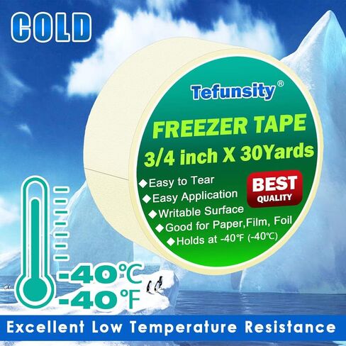 Freezer Tape Write-On, 3/4 Inch x 30 Yards, Writable Surface， Working Under Low Temperature,White Single Roll… in Saudi Arabia