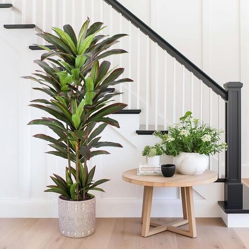 Dracaena Artificial Plant 4ft Red Yucca Silk Tree Faux Plants Indoor Tall Fake House Floor Plants Realistic Artificial Trees for Home Office Decor Indoor Outdoor Housewarming Gift in Kuwait