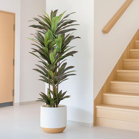 Dracaena Artificial Plant 4ft Red Yucca Silk Tree Faux Plants Indoor Tall Fake House Floor Plants Realistic Artificial Trees for Home Office Decor Indoor Outdoor Housewarming Gift in Kuwait