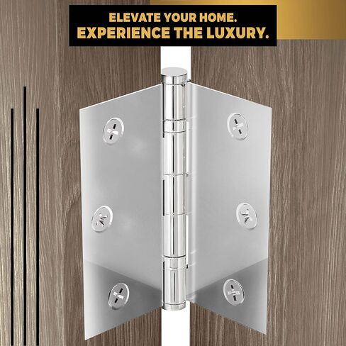 Solid Brass Chrome Door Hinge Heavy Duty Ball Bearing Shiny Silver 3.5 x 3.5 Inch - Set of 3 Hinges (Polished Chrome) in Saudi Arabia