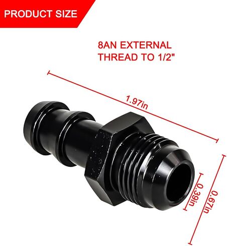 Car 8AN Male Flare to 1/2 Hose Barb Straight Fitting Adapter, Aluminum Automotive Push Hose Barb Fitting Adapter, Vehicle Repair Accessories Universal for SUV, Truck, RV and More（AN8&1/2） in Kuwait