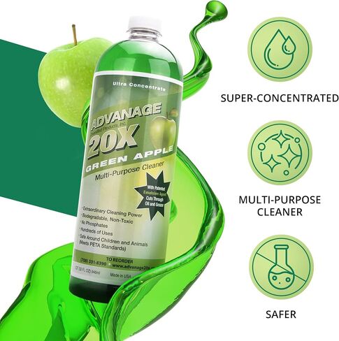 All Purpose Cleaner Concentrate - Advanage 20X The Wonder Cleaner Green Apple for All Surfaces Around The Home, Oil and Grease | Multipurpose Cleaner For All Household Cleaning Needs | 32Oz in Saudi Arabia