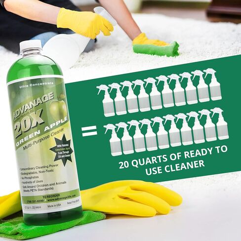 All Purpose Cleaner Concentrate - Advanage 20X The Wonder Cleaner Green Apple for All Surfaces Around The Home, Oil and Grease | Multipurpose Cleaner For All Household Cleaning Needs | 32Oz in Saudi Arabia