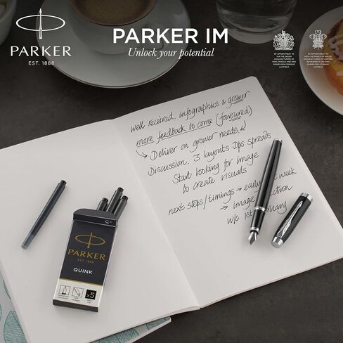 PARKER IM Fountain Pen, Premium Warm Silver, Fine Nib with Blue Ink Refill (1931684) in Saudi Arabia
