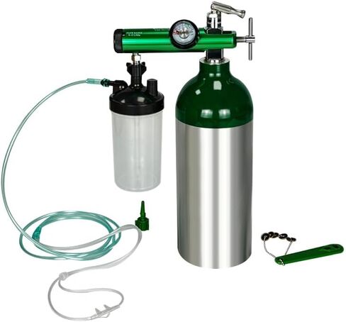 Cick Style Extended Oxygen Regulator Kit for Oxygen Tank CGA 870 Connection 0-15 Liters Per Minute DISS Outlet Includes 1 Humidifier Bottle 1Wrench 5 Brass Yoke Washer Seals 1 Swivel Hose Nipple in Saudi Arabia