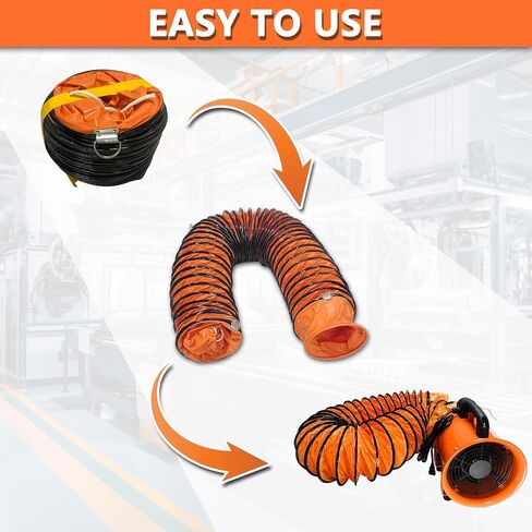32FT Ducting Hose 12 Inch PVC Flexible Duct Hosing with Adjustable Rope for Utility Blower Exhaust Fan in Kuwait