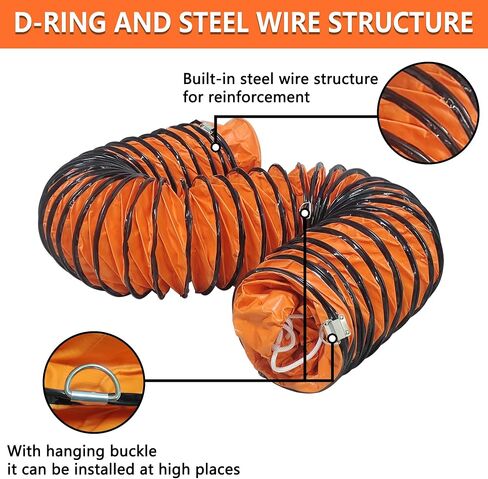 32FT Ducting Hose 12 Inch PVC Flexible Duct Hosing with Adjustable Rope for Utility Blower Exhaust Fan in Kuwait