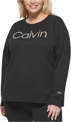 Calvin Klein Performance Womens Plus Logo Fitness Sweatshirt Black 2X in Saudi Arabia