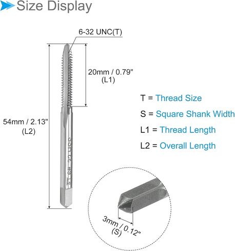Thread Milling Taps, 6#-32 UNC Thread 2B, High Speed Steel Machine 3 Straight Flutes Screw Threading Tool - (Applications: for Tapping Drilling Machine), 5-Pieces in Saudi Arabia