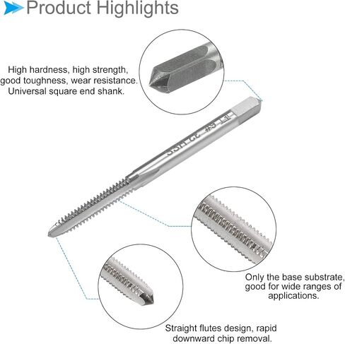 Thread Milling Taps, 6#-32 UNC Thread 2B, High Speed Steel Machine 3 Straight Flutes Screw Threading Tool - (Applications: for Tapping Drilling Machine), 5-Pieces in Saudi Arabia