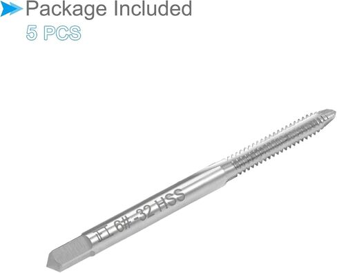 Thread Milling Taps, 6#-32 UNC Thread 2B, High Speed Steel Machine 3 Straight Flutes Screw Threading Tool - (Applications: for Tapping Drilling Machine), 5-Pieces in Saudi Arabia