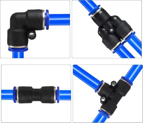 Push Air Fitting, Air Tube Connector 8mm Tubing Air Line PU Air Hose Pipe Tube for Air Line or Water Fluid Transfer 10M/32FT, Blue in Saudi Arabia