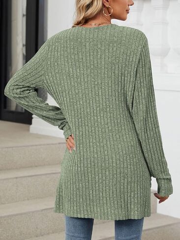 Les umes Womens Open Front Lightweight Knit Cardigans V Neck Loose Long Sleeve Sweaters with Pockets in Kuwait