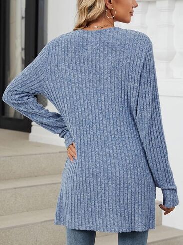 Les umes Womens Open Front Lightweight Knit Cardigans V Neck Loose Long Sleeve Sweaters with Pockets in Kuwait